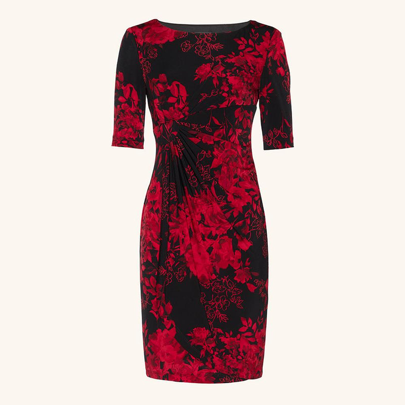 Lisa Red Floral Abstract Print Faux ...